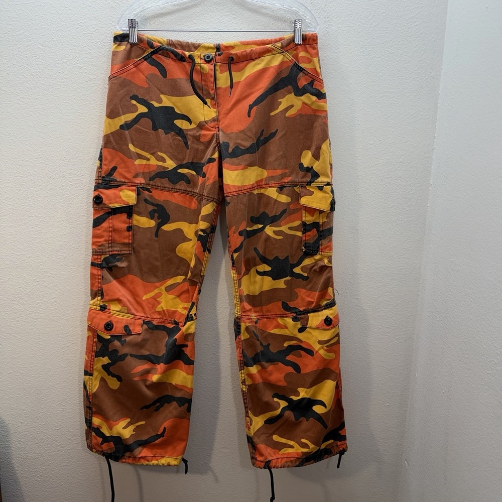 Rothco BDU Military Camo Cargo Pants Mens M Orange Camouflage Tactical Y2K Baggy